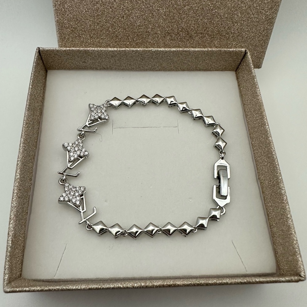 Silver with Crystal Details Tennis Bracelet